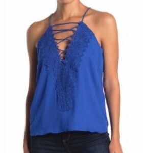 NWT Wayf Blue Lace Up Front Tank Top (L)